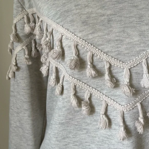 Dress Forum - Light Gray Knit Sweatshirt with Tassel Detail - Size M - Picture 6 of 8
